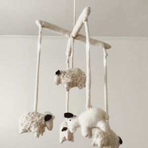 Handmade Organic Wool Sheep Mobile
